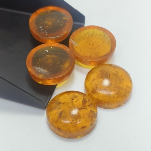 Cabujón de Ámbar Báltico de Resina de Corte Redondo, Gema Suelta para la Fabricación de Joyas - Product Image 2