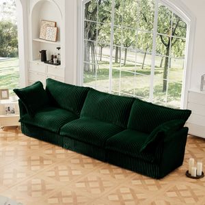 Divano Moderno a 3 Posti con Rivestimento, Braccioli Comodi e Molteplici Cuscini Morbidi, Seduta Profonda e Flessibile per Soggiorno - Product Image 3