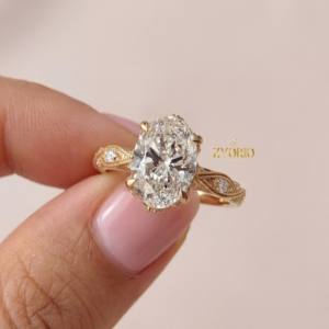 Diamante Cultivado en Laboratorio de Corte Ovalado de Moda, Claridad VS, 1.00-3.00 CT, Oro Sólido de 14K/18K, para Compromiso, Boda, Fiesta, Aniversario - Product Image 1