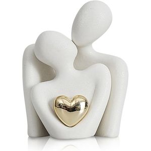 Statua di Coppia Romantica, Scultura Astratta Bianca per Piccoli Ornamenti da Scaffale, Decorazione per Soggiorno e Idea Regalo Perfetta - Product Image 1