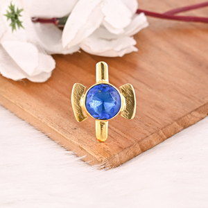 Bague élégante en pierre précieuse bleu encre, bijoux faits à la main pour femmes - Product Image 2