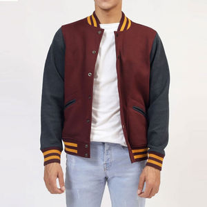 Chaqueta Varsity de Béisbol para Hombre, Casual, Sólida, Formal, con Cierre, Cuello Alto, Bordado Personalizado en la Parte Delantera, 100% Algodón, Superventas - Product Image 1