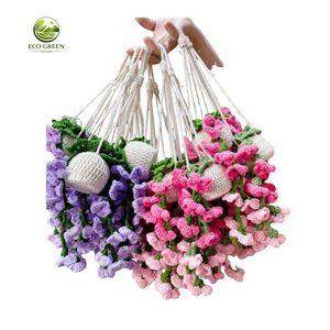Handmade Crochet Hanging Blossom Flower Basket Decorative Knitted Planter Wall <b>Ornament</b> for Housewarming Birthday Gift Ideas - Product Image 2