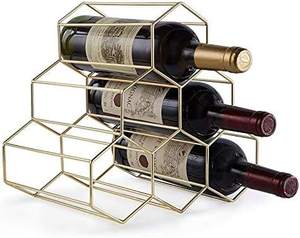 Support mural moderne en métal durable et facile à nettoyer pour le rangement et la présentation de vin, design personnalisé Bold Blossom, décoration murale, étagère de cuisine, porte-bouteilles - Product Image 1