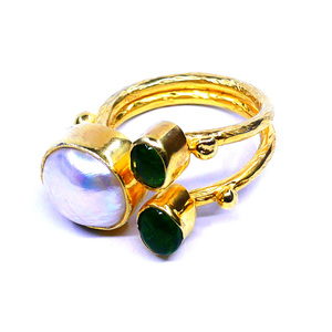 Bague classique pour femme en argent sterling 925 avec perle baroque, apatite et tourmaline verte, idéale pour les mariages - Product Image 6