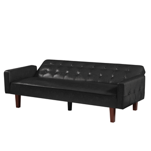 Juego de Sofá Cama Convertible Negro con Botones Tapizados en Cuero PU para Salas de Estar y Dormitorios - Product Image 6