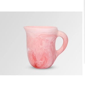 <b>Pink</b> Marbled Resin Classic Design Water Pot with Handle Eco-Friendly Non-Toxic 1L-1.8L Capacity Customization Colors - Product Image 1