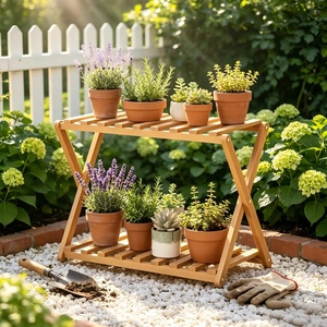 Support à fleurs en bois 48x25x45cm, étagère à plantes d'intérieur moderne et minimaliste pour usage domestique - Product Image 5