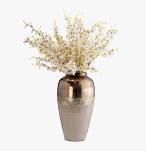 Handmade Luxury Metallic Ombre Ceramic <b>Vase</b> with Sparkling Glitter Band <b>Decorative</b> Flower Vessel for Modern Home Interior Decor - Product Image 1