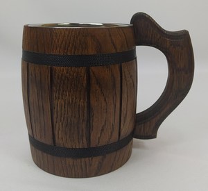 Taza de Cerveza de Madera Estilo Vintage, Hecha a Mano, Taza de Cerveza de Madera con Asa Resistente para Pub, Taberna, Restaurante - Product Image 6