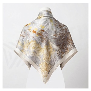 NORTH APPROACH Foulard carré en soie pour femme, imprimé floral, élégant, multifonctionnel, accessoire de mode toutes saisons - Product Image 2
