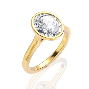 Anillo de Compromiso de Oro de 14K con Diamante Ovalado de 2 Quilates, Engaste de Bisel, Diamante Cultivado en Laboratorio, Joyería Fina Personalizada - Product Image 3