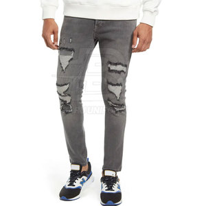 Jean décontracté pour homme coupe droite avec logo personnalisé 100% coton respirant, tenue quotidienne élégante - Product Image 3