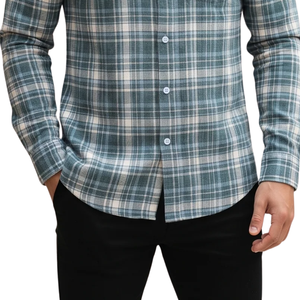 Teal Blue Plaid <b>Men</b> <b>Flannel</b> <b>Shirt</b> Long Sleeve Button Down Checkered Casual <b>Shirt</b> Soft Brushed Fabric Fashion Streetwear - Product Image 5