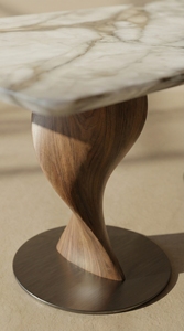 Mesa de Comedor Rectangular Moderna de Mármol Calacatta Violeta de Lujo Personalizada al por Mayor en Vietnam con Patas de Madera de Nogal Sólido PISANO - Product Image 3