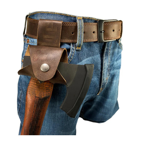 Universal fit <b>leather</b> hatchet blade guard with an closure for quick access during backyard wood chopping sessions - Product Image 4