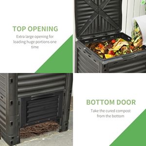 Bac à compost en plastique de grande taille de 80 gallons pour jardin extérieur, montage facile, noir - Product Image 4