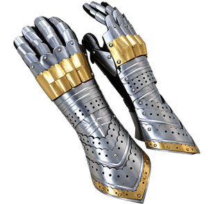 Mittelalterliche Ritterhandschuhe aus Metall mit Messingakzenten, UV-Druck, gegossene Kostümhandschuhe als historisches Souvenir - Product Image 3