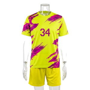 Tenue de football personnalisée par sublimation 100 % polyester respirant, ensemble maillot de football unisexe néon, séchage rapide, anti-bactérien - Product Image 4