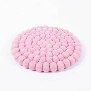 Feltandwool Pink Round Felt <b>Trivet</b> 4-Piece Set 1kg Elegant Mats & Pads for Tabletop Protection - Product Image 5