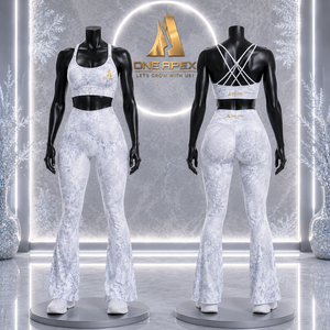 Custom Women Snowflake Yoga Set <b>Flare</b> <b>Leggings</b> Sports Bra Winter Fitness Activewear Workout Clothing Set - Product Image 3
