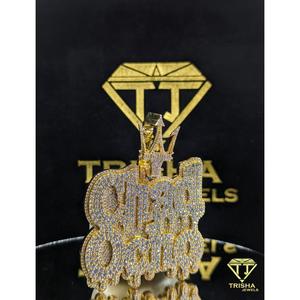 Colgante Personalizado Estilo Drip con Nombre 'Chad Ocho', con Diamantes Moissanite VVS, Chapado en Plata de Ley 925, Joyería Hip Hop de Trisha Jewels - Product Image 4