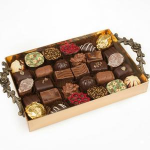 Elegante bandeja de plata martillada para servir chocolate, dulces y postres, ideal para fiestas y eventos, a precio económico. - Product Image 3