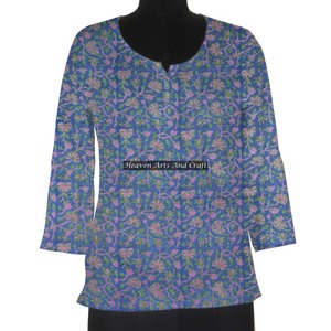 Fabricant indien de qualité supérieure nouveau haut/court exclusif en coton de créateur Kurti Rajasthani haut/court exclusif à fleurs - Product Image 1