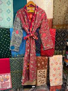 Vintage Kantha Suzani Kimono <b>Robe</b>: Handmade Cotton Patchwork - Product Image 3