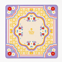 Alas Mahjong Retro Floral Kustom Grosir 33x33 Inci Premium Neoprena Anti Selip Alas Meja Mahjong Amerika OEM Hadiah Dekorasi Mewah
