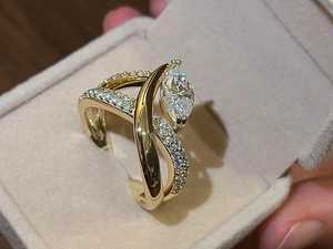 Anillo de lujo con dos bandas cruzadas y diamante marquise de 1.02 CT cultivado en laboratorio para mujer, oro sólido de 14K, joyería para boda o fiesta para novias. - Product Image 5