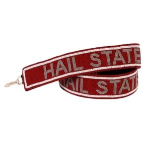 Correa de Bolso Deportiva Rectangular Personalizada Hecha a Mano con Cuentas de Vidrio sobre Base de Algodón Transparente Hail State, ZONA DE ARTE CREATIVO ST-PS84 - Product Image 1