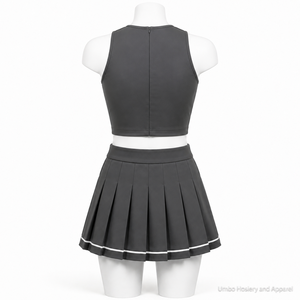 Tenue d'entraînement de cheerleading personnalisée avec logo OEM, haut et jupes, ensemble de costumes de danse, impression numérique avec strass, 100% polyester - Product Image 3