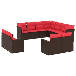 Juego de sofás de patio de ratán sintético marrón de 11 piezas con cojines, elegante colección de muebles para exteriores - Product Image 2