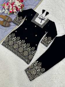 Nouvelle tenue traditionnelle indienne à la mode, Salwar Kameez, Kurti, haut et bas, avec broderies et sequins, et dupatta, prête à porter - Product Image 3