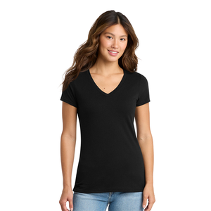 <b>Women</b> V-Neck Short Sleeve Knitted Solid Color Casual T-<b>Shirt</b> Regular Fit Spring/Summer Eco-Friendly 100% Cotton <b>Black</b> Reasonable - Product Image 5
