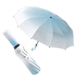 Luxury Gradient Color Pongee 8 Ribs Carbon Steel Frame <b>Windproof</b> Sun Rain 3 Fold Mini Pocket Automatic <b>Umbrella</b> Custom Logo Box - Product Image 1