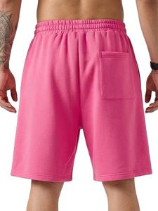 Pantalones Cortos Bermuda Rosa para Hombre con Cordón Ajustable y Bolsillos Laterales, Shorts Deportivos Casuales de Cintura Media, Material de Algodón Tejido - Product Image 2