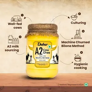 Ghee de Leche de Vaca Dabur A2, Rico en Vitamina A y Antioxidantes, Método Bilona, Ayuda a Equilibrar las Doshas Vata y Pitta, Leche de Vacas Desi, 100% Grasa Láctea - Product Image 4