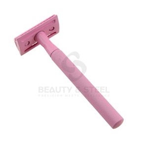 Ensemble de rasoirs de sécurité à double tranchant réutilisables en or rose avec manche en métal pour le visage - Product Image 5