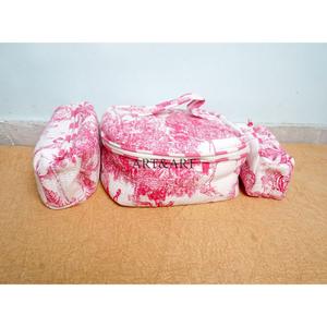 Juego de 3 Bolsas de Aseo Acolchadas de Algodón Estampado Indio, Neceser, Estuche de Afeitado, Estuche de Maquillaje de Viaje, Bolsas y Estuches para Cosméticos - Product Image 1