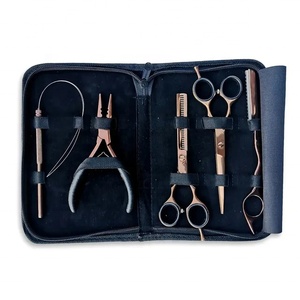 Professional Salon Hair Extension Tool <b>Set</b> with 2 Hole Bead <b>Crimping</b> Plier, Stainless Steel Scissors and Sectioning Ring - Product Image 1