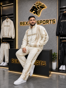 REXFIT SPORTS 2026 Ensemble de survêtement unisexe personnalisé en nylon crème, veste zippée intégrale et pantalon de jogging, léger, pour le sport, la gym, l'entraînement et le streetwear - Product Image 5