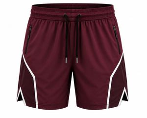Shorts de sport gris pour homme en toile 100 % polyester à séchage rapide avec cordon de serrage à la taille et poches zippées, longueur mi-cuisse, pour entraînement athlétique - Product Image 2