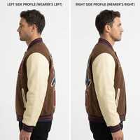 Veste Bomber Homme Vintage Personnalisée Style Universitaire en Feutre de Laine de Haute Qualité avec Manches en Cuir et Broderie Oversize en Chenille