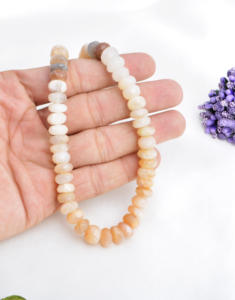 ลูกปัดมูนสโตนธรรมชาติทรงเหลี่ยม 1 เส้น ลูกปัดพลอยธรรมชาติสำหรับทำเครื่องประดับชั้นดี - Product Image 5