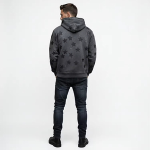 Sweat à capuche d'automne de luxe en molleton 100% coton épais, coupe décontractée, effet délavé vintage, avec logo personnalisé OEM imprimé et finition usée par lavage à l'acide - Product Image 4