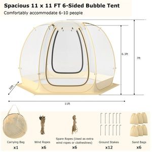11 X 11 Feet Clear Pop-up Bubble Tent Dome Style - Product Image 4