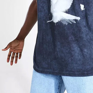 Camiseta Gráfica Oversize de Algodón 100% con Lavado Ácido DTG, Peso Pesado 220 GSM, Estilo Vintage Lavado, Streetwear Hip Hop, Precio de Fábrica - Product Image 4