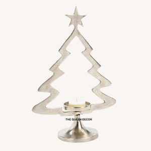 Decoraciones para el Hogar de Bodas Reales, Portavelas de Aluminio Sólido con Forma de Árbol, Diseño Moderno Hecho a Mano con Logotipo Personalizado - Product Image 1